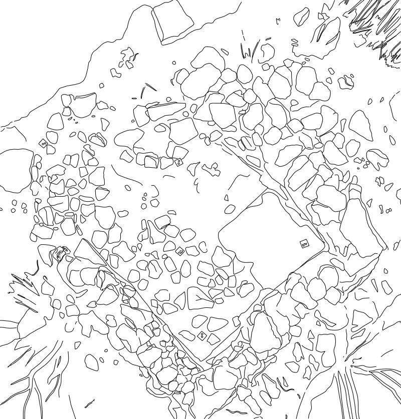 Stone-by-stone excavation plan of a dry-stone hut at Mallata de Albella, Pyrenees, drawn from an overhead orthophoto