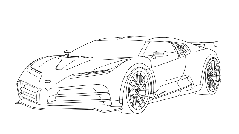 Vector line drawing of Bugatti Centodieci Supercar Line Drawing