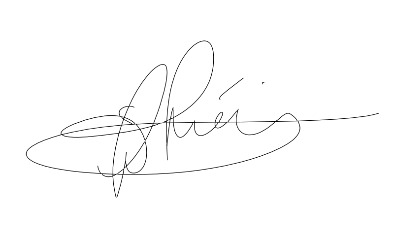 Cursive signature calligraphy vector line drawing, tall ascending loop, encircling flourish and extended horizontal exit stroke.