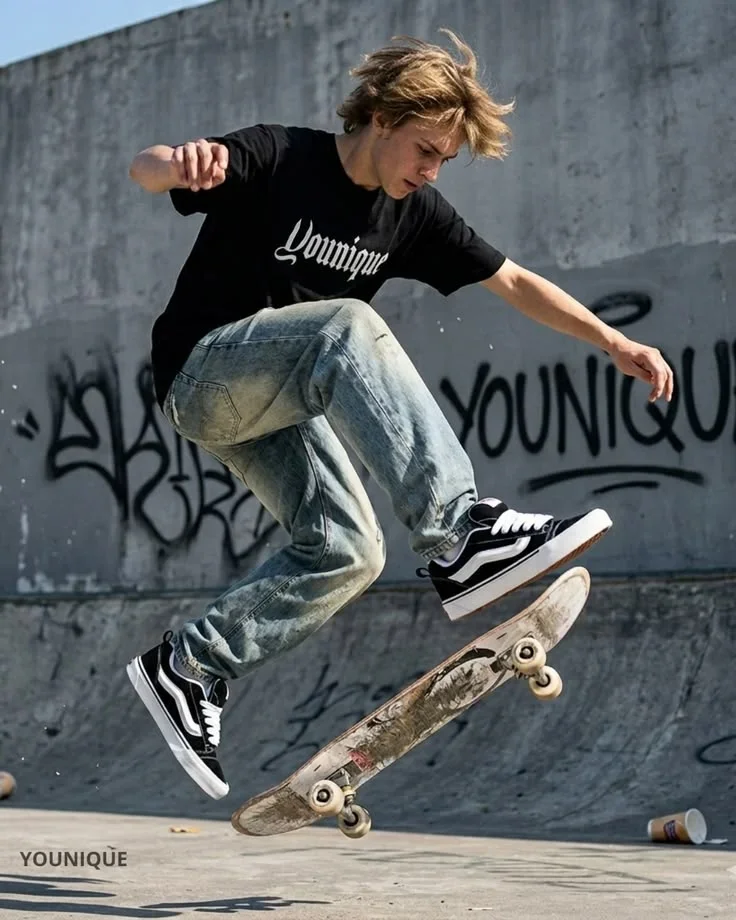 Original photo — Skateboarder Kickflip Action