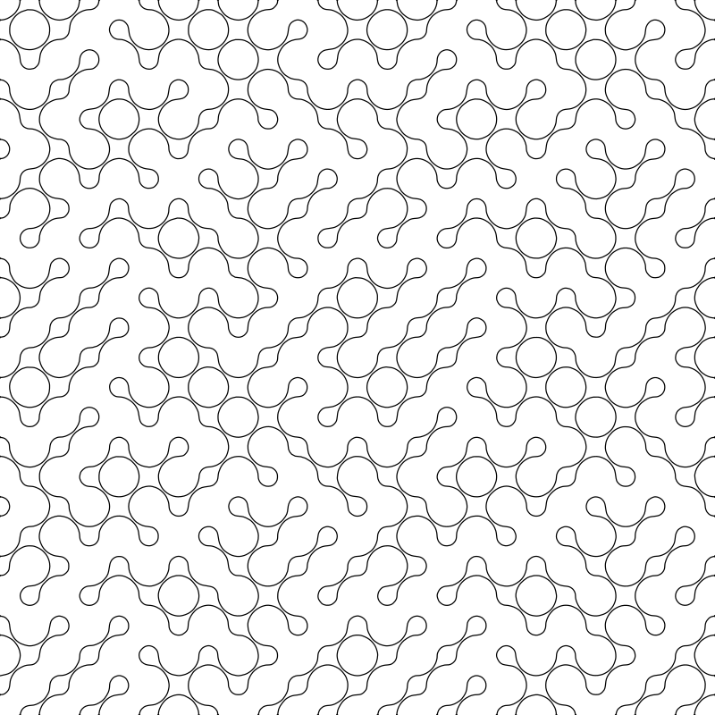 Truchet tile geometric pattern vector line drawing, interlocking rounded connector shapes, repeating diagonal grid and flowing curves.
